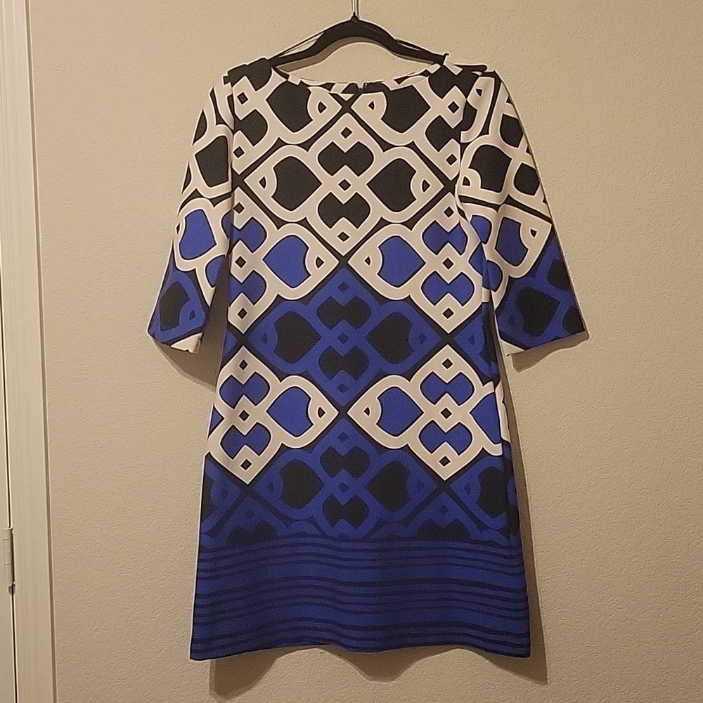 Just Taylor Women's Royal Blue, Cream and Black dress. Size 6